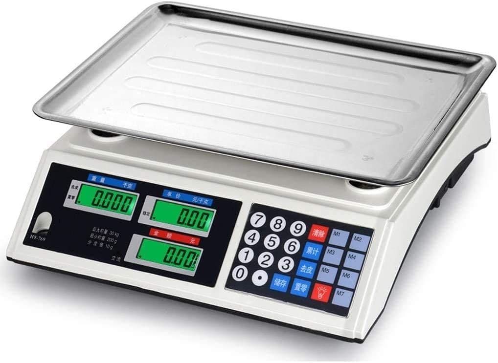 Balance électronique 30 kg/1 G haute précision en acier inoxydable pour prix commercial, affichage LCD zéro fonction pour la cueillette des fruits (C 30 kg/5 G)