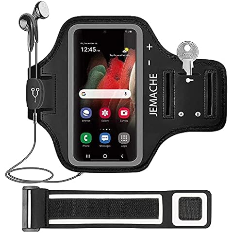 Galaxy S22+, S21+, S20+ Armband, JEMACHE Gym Running Exercises Workouts Phone Arm Band for Samsung Galaxy S22 Plus, S21 Plus, S20 Plus (Black) Cover