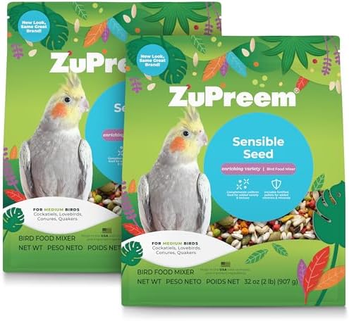 best pellets for dusky headed conures that will surprise your bird 8 ZuPreem Sensible Seed Bird Food, Cockatiel, Lovebird, Quaker, Small Conure, Lorikeet, Seed and Pellet Blend for Medium Birds, Food Mixer Topper, Enriching Variety, Made in USA (2 lb, Pack of 2)