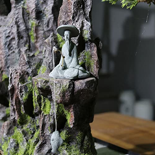 Hemoton U151184UXXV9 Mini Fisherman Statue Fairy Garden Figurine Elder Statue Aquarium Exotic Environments Bonsai Pot Asian Decoration thumb #6