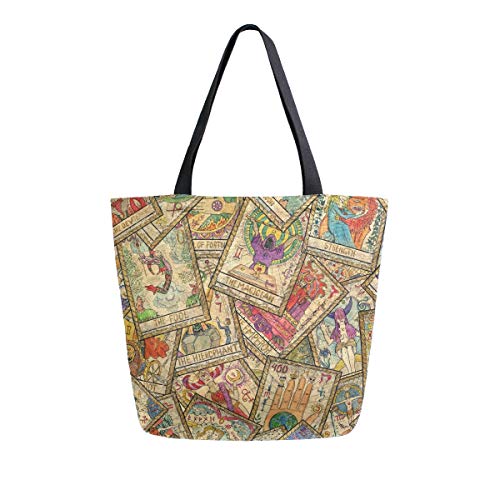VIKKO Canvas Tote Bag Große Schultertasche Handtasche für Frauen Reisen Einkaufen, Vintage-Karten, Einheitsgröße Cover