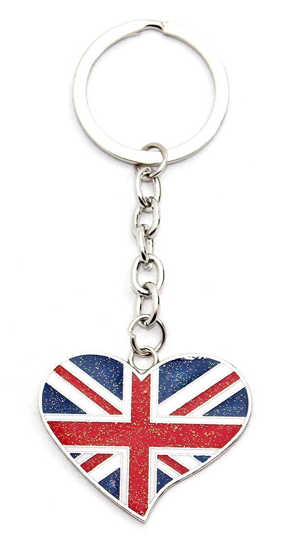 Eurostick Union Jack Multi Keyring Keychain UJ London British Bag Charm (Union Jack Double Sided Heart)
