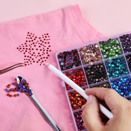 Image of Hotfix Rhinestones Mixed 24 Colors,SS20 /3456pcs | Mat: glass,5mm,DIY,for crafts clothes,with tweezers,wax pencil and spoon