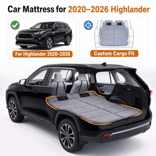Image of Car Mattress for 2020-2026 Toyota Highlander, Upgraded Non-Inflatable Thickened Foam SUV Car Camping Mattress, Foldable Trunk Sleeping Pad Car Bed Mattress for Road Trips Camping Travel
