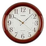 CASIO(カシオ) 掛け時計 電波 ブラウン 直径24cm アナログ 木枠 夜間秒針停止 置き掛け兼用 IQ-880J-5JF
