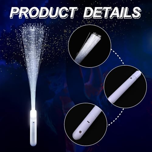 Image of 200 PCS White Fiber Optic Lights Wand LED Wedding Sparklers Fireworks Party Glow Sticks Dance Floor Props Light up Wands with 3 Light Modes for Wedding Send Off,Halloween,New Year,Birthday Party Favor
