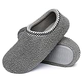 shevalues Women House Memory Foam Slippers Teddy Fleece Bedroom Sock Shoes with Soft Rubber Sole Grey39