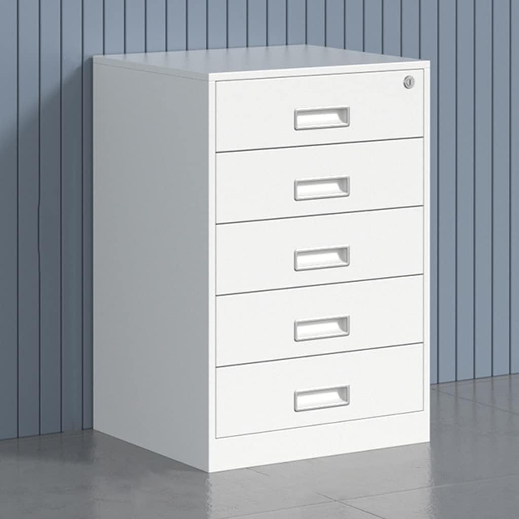 Freestanding Filing Cabinet With Lock - Pre-Assembled Steel Pedestal Under Desk - 5 Drawers Home Office Utility Cabinet(Stlye3)