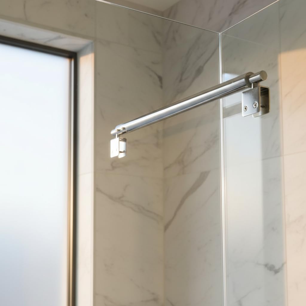Barra de soporte para puerta de vidrio de ducha, abrazadera de barra fija de acero inoxidable ajustable para mampara de ducha de entrada de habitación húmeda grosor de vidrio (ranurado)