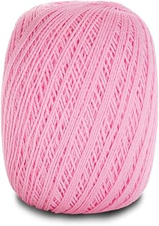 CIRCULO Anne Yarn for Crocheting & Knitting, 100% Mercerized Brazilian Virgin Cotton, Soft Fingering Weight, 547 Yds, 5.19 Oz - Color 3131 Bubble Gum