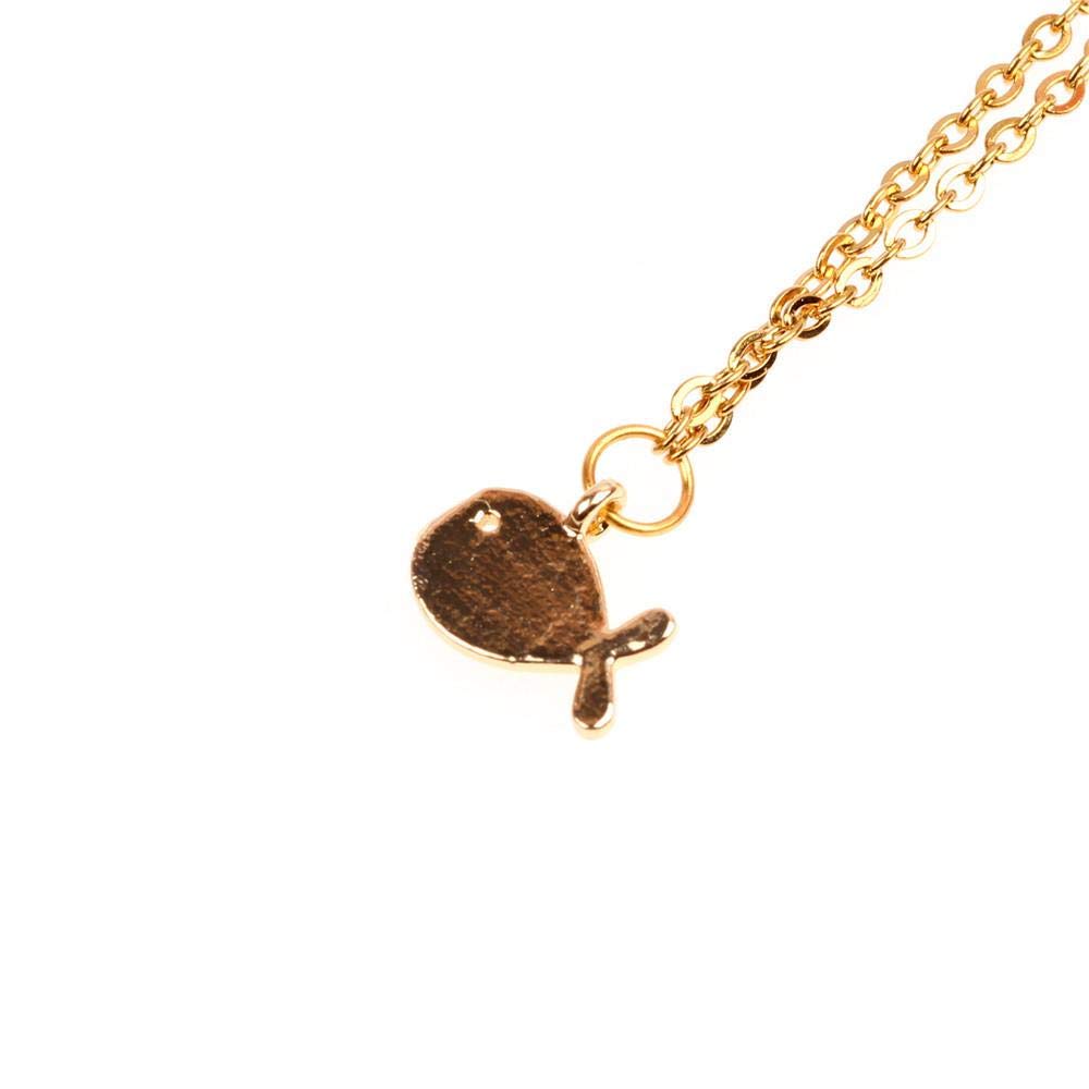 Collier oeil clé nid d'abeille chaîne clavicule acier titane doré - 7