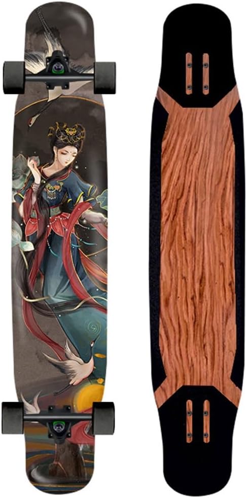 Longboard 46 Inch Skateboards Deck, Pro Complete Long Board Skateboard Cruiser for Beginners Men Girls Teens Adults, Premium Double Kick Dance Skateboard for Extreme Sports