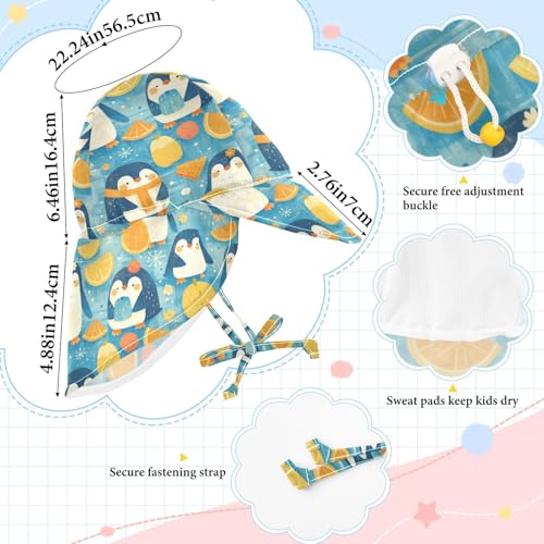 Cute Summer Orange Penguin Baby Sunhat Baby Boys' Hats Baby Girls' UPF 50+ Neck Flap Beach Essentials4