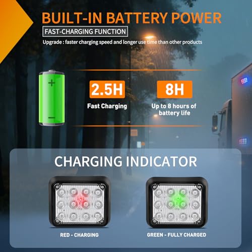 Image of Nilight 12LED Magnetic Wireless Trailer Lights 2PCS Red and Blue