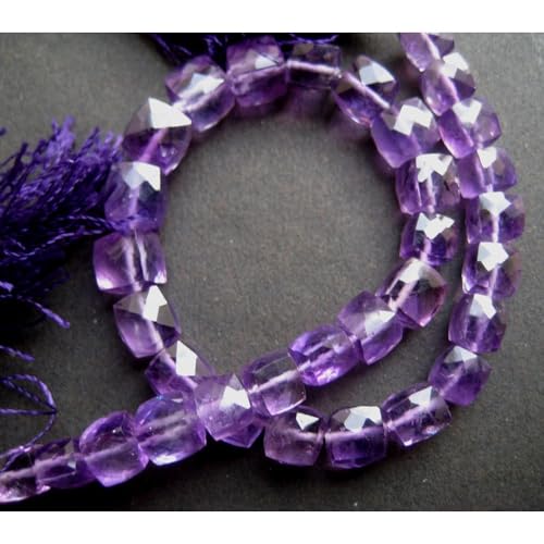 Améthyste pour collier sans défaut : cubes facettés naturels 6mm de qualité