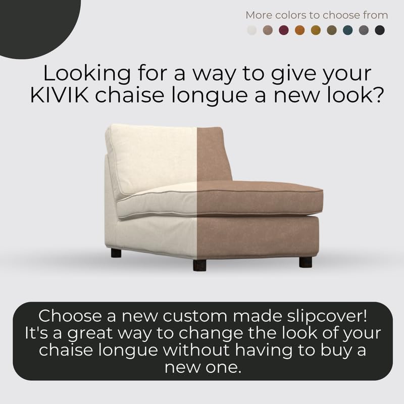 comfortly Cover for Kivik Chaise Longue, Replacement Slipcover, Heavy Duty 3 pcs Cover, Soft Durable Washable Fabric, Easy to Clean & Replace (Crown - Antelope)