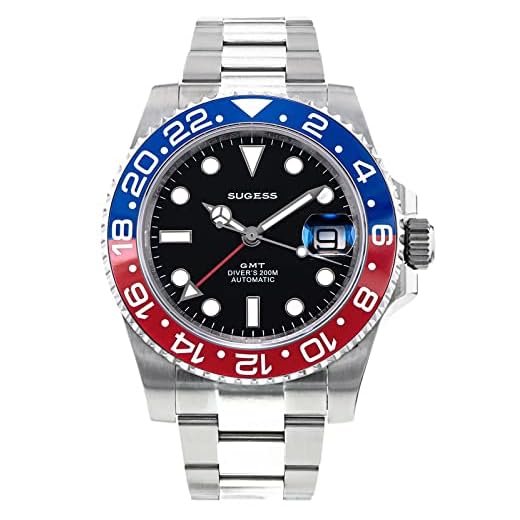 Sugess GMT Rot-blaue Lünette, 200 m, wasserdicht, 316L Edelstahl, Keramik-Lünette, NH35A, automatische mechanische Taucheruhr, SU126710BLRO V2