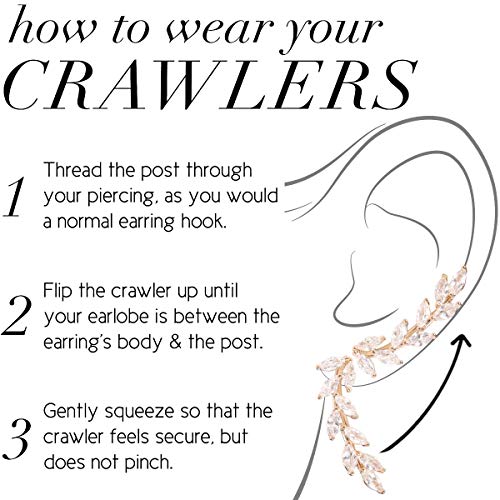 Humble Chic Ear Climber Earrings For Women, Gold Ear Cuff Earrings, Hypoallergenic Gold Dainty Earrings, Climbing Cz Crystal Gold Earrings, Leaf Ear Crawler Stud, Gold Flower Earrings, 14K Gold Plated #TOP7