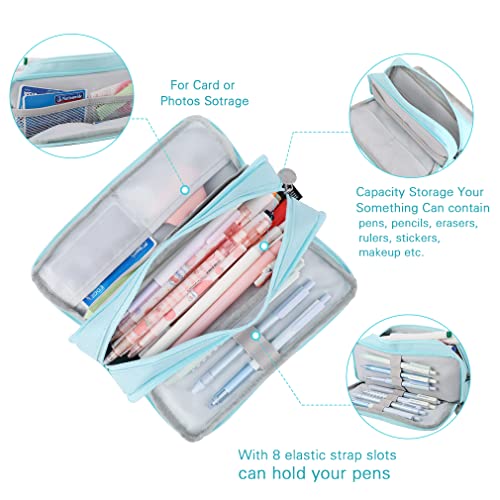 Image of iSuperb Large Pencil Case 3 Compartments Pencil Pouch Big Capacity Pencil Bag for Kids Teen Girls Boys Student School Supplies Oxford Organizer Pen Bag Cosmetic Makeup Pouch