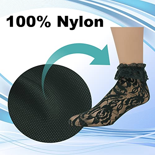 Image of EMEM Apparel Women's Lace Anklet Socks with Ruffle