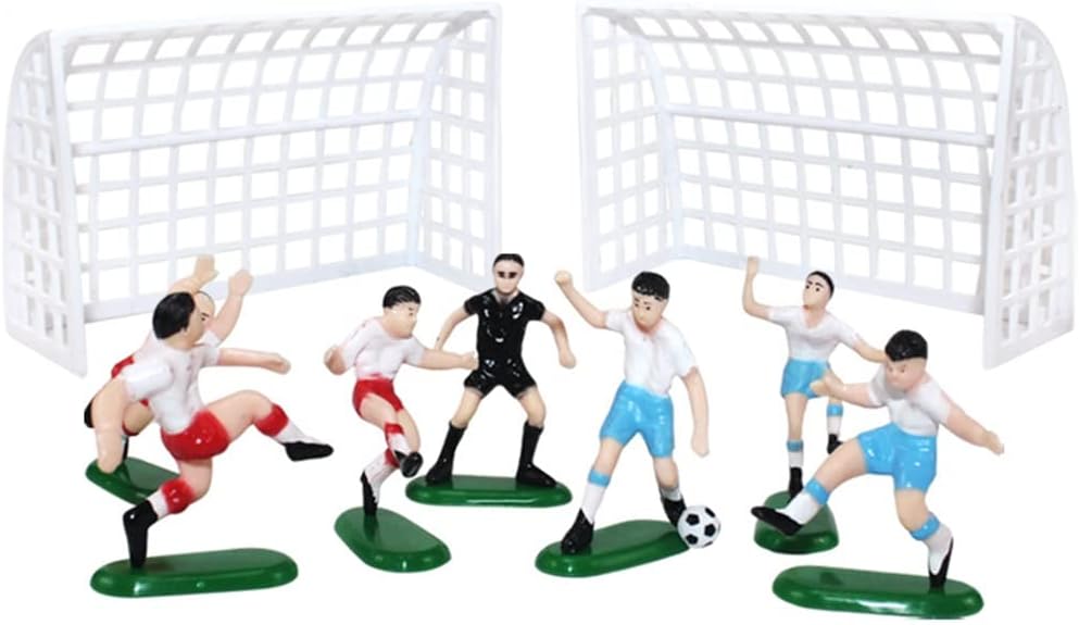 9 Pieces Soccer Cake Toppers Plastic Soccer Players Toy Football World Cup Party Cake Decorations, White