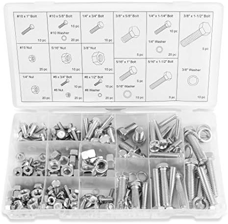 Ruddman Supplies - SAE Standard Assorted Nut and Bolt Hardware Set with Hard Plastic Organizing Case - 240 Piece Set