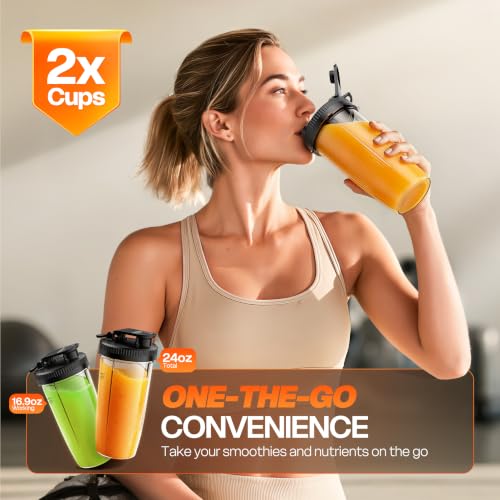 Image of Turelar Smoothie Blender for Shakes and Smoothies with 2 * 24oz To-Go Cups