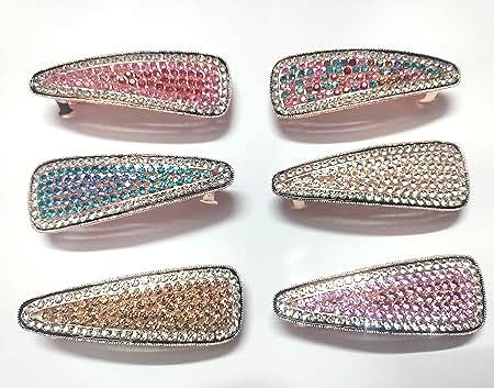 Trendsetter French Barrette Hair Clip/Back Pin, Decorative Rhinestone Wedding Hair Accessories for Women & Girls - Pack of 1 (Random Color)