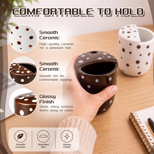 Pack de 2 tazas de café de cerámica 10oz con diseño pintado miniatura 5