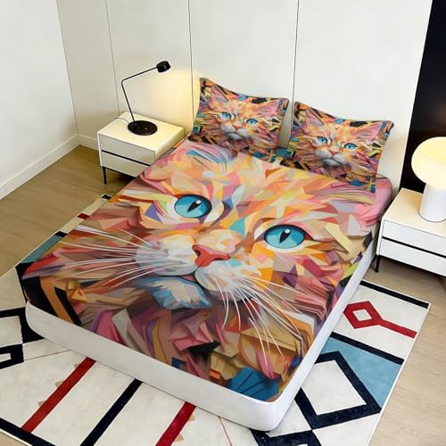 Drap housse chat 140x200 microfibre à bonnet profond 25cm - 5
