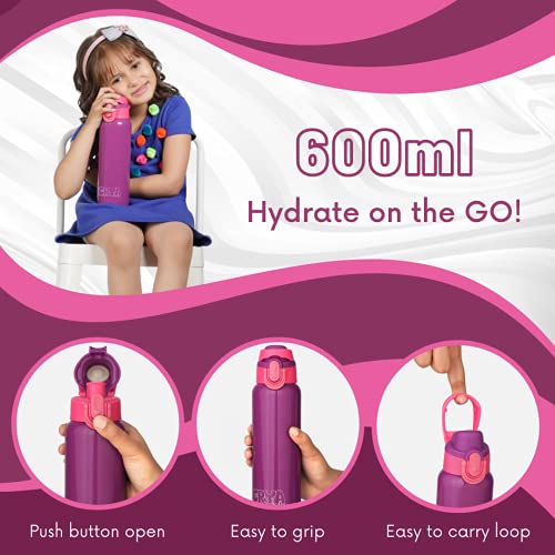 Image of CRYA Zenith Stainless Steel Water Bottle for Hot and Cold Beverages for Upto 24 Hours, BPA Free and Leakproof Thermosteel Double Walled Insulated Vacuum Thermos Flask (Blush Purple, 600 ML)