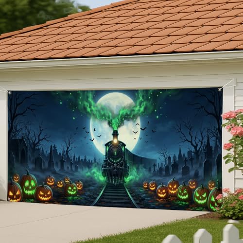 Couverture de porte de garage Halloween 400x180 cm style gothique - 4