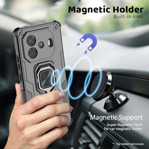 Image of D5 Tough Armor Bumper Back Cover Case for iQOO Neo 10R 5G | Ring Holder & Kickstand in-Built | 360 Degree Protection Back Case Cover for iQOO Neo 10R 5G - Black