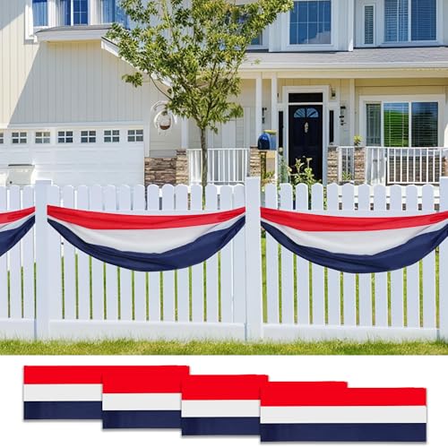 HOOSUN 4 Pack 2x20 Ft Patriotic Bunting American Flags for