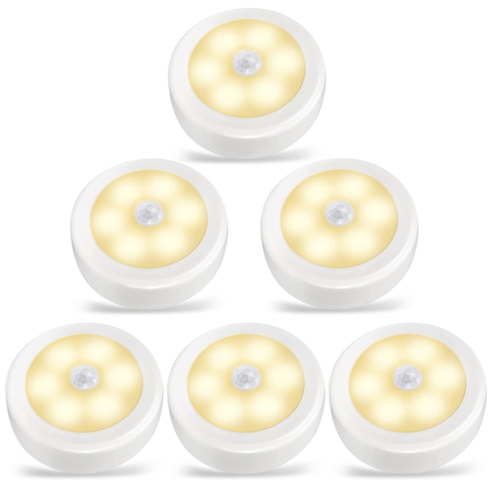 Svarog Motion Sensor Light,Cordless Battery Operated LED Night Light,Stick On Anywhere Closet Lights,Wall Lights for Stairs,Hallway,Bedroom,Kitchen,Garage,Entrance(Warm White,Pack of 6)