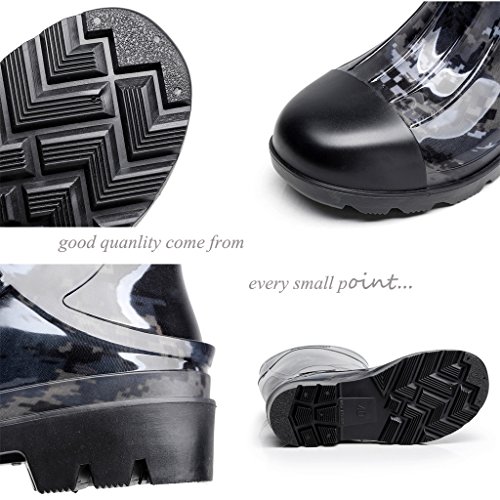 Image of Man Knee High Rubber Rainboots Camo Waterproof Rubber Boots for Garden Man Rain Footwear Size