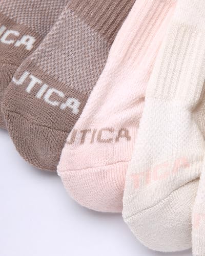 Image of Nautica Womens No Show Socks Moisture Wicking Athletic Low Cut Socks 6 Pack | Moisture Wicking Dri-Motion Fabric, Cushioned Key Areas, Banded Arch Support, No Show Low Cut, Shoe Size 4-10