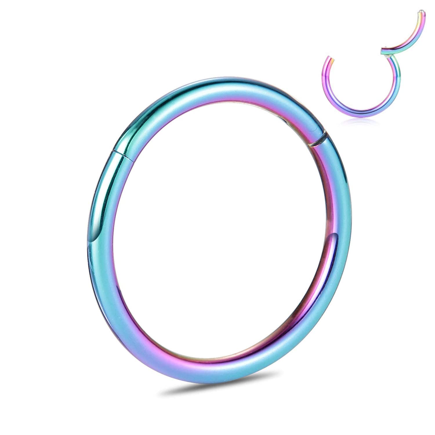 PEAKLINK G23 Titanium Nose Hoop Rings Septum Clicker Ring Seamless Segment Clicker Ring Conch Piercing Jewelry Cartilag Helix Tragus Lip Lobe Earrings