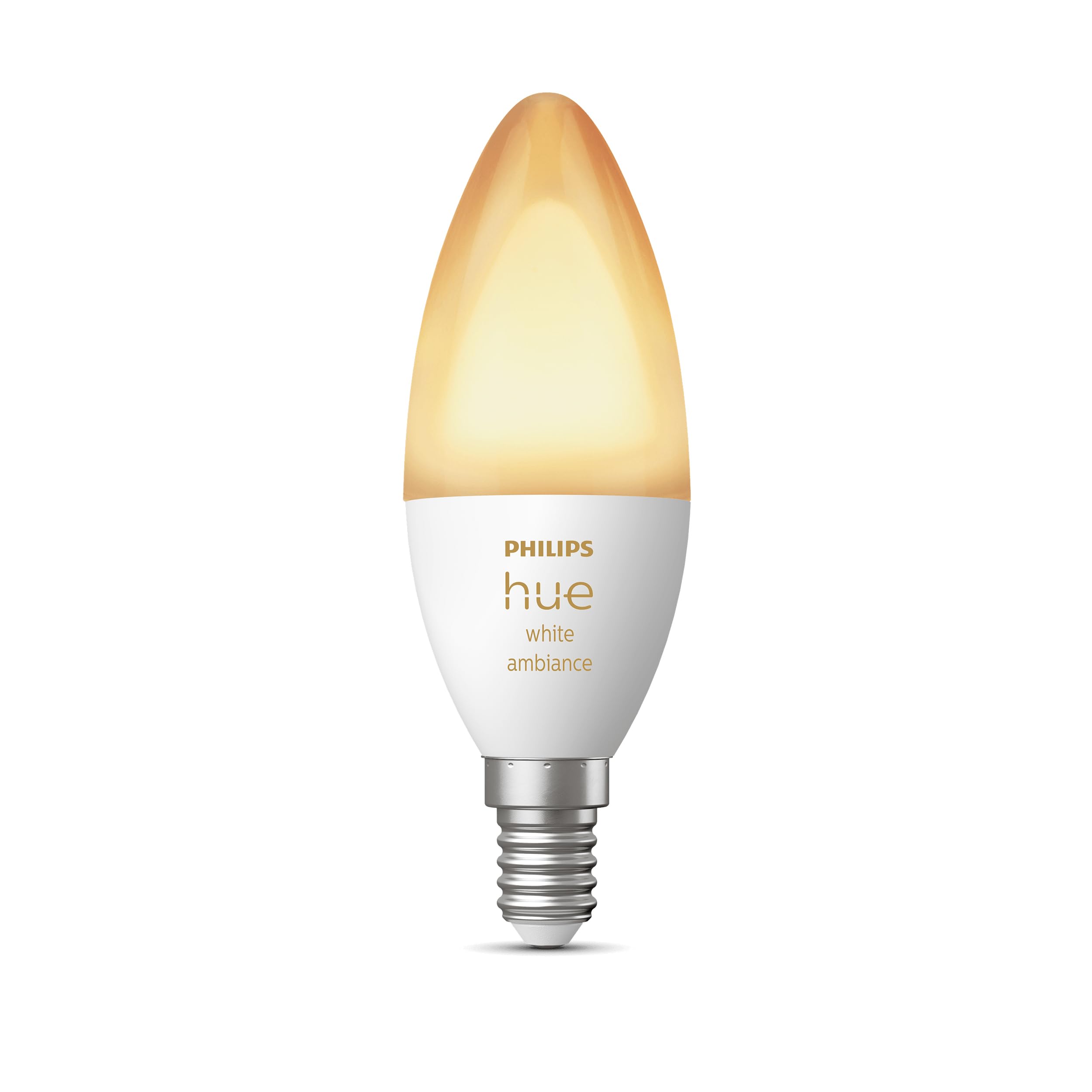 Philips Hue White Ambiance, ampoule LED connectée flamme E14, compatible Bluetooth, fonctionne avec Alexa, Google Assistant et Apple Homekit (Lot de 2)