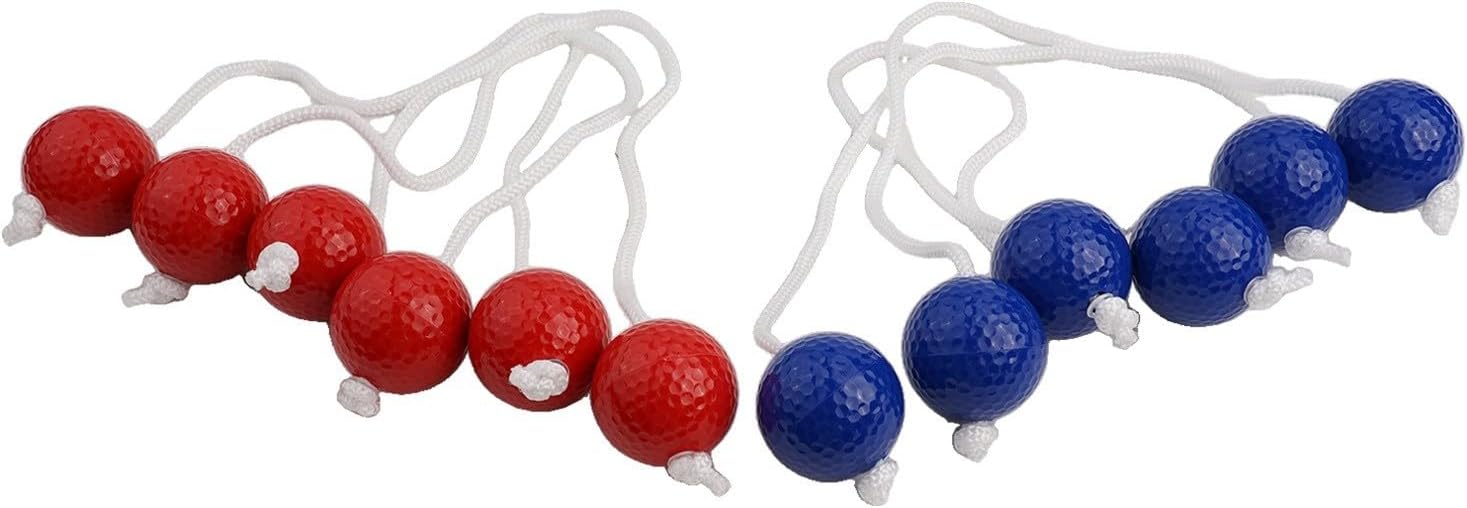 Replacement Balls for Ladder Ball Toss Game, 6-Pack Ball Bolas Set with Nylon Rope, PE Material, 42mm Diameter, 50cm Cord Length, Compatible with Yard(red+blue)