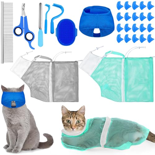 10 Pcs Cat Bathing Bag Set