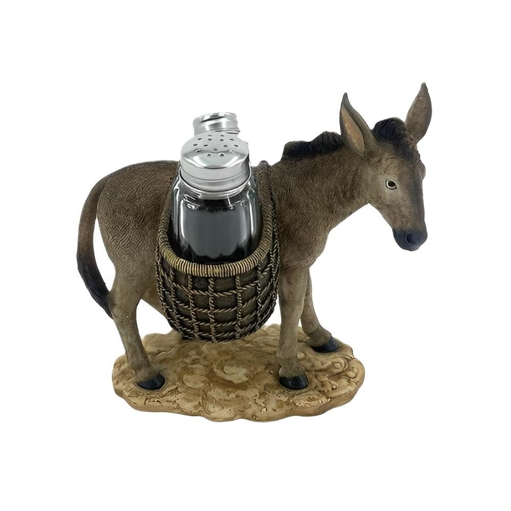 Salière et poivrière âne contre les tables ternes : statuette 17,8 cm