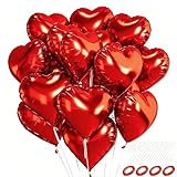 Alaoo Globos de Corazón Rojo,30 PCS Globo de Lámina de Corazón 18 Pulgadas, Puede Llenarse con Nitrógeno o Helio. para el Día de San Valentín Bodas Nupcial Aniversario y Compromiso