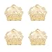 PONATIA 50 PCS Laser Cut With Ribbon Wedding Party Favor, Wedding Gift Bags Chocolate Candy and Gift Boxes (Gold)