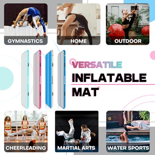 Inflatable-Air-Tumbling-Mat-Gymnastics-Tumble-track-48-inches-Thickness-Air-Mats-for-Home-UseTrainingCheerleadingWater-Yoga-10ft-13ft-16ft-20ft-with-Electric-Air-Pump