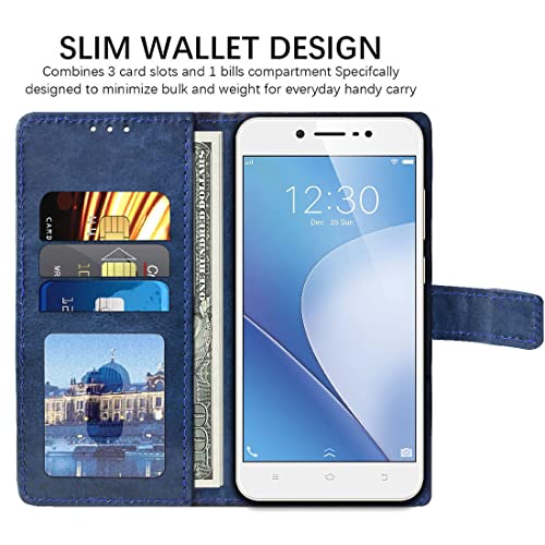 Image of Flip Cover Back Case for Vivo V5 / Vivo V5s | Premium Leather Finish | Inbuilt Pockets & Stand | Flip Cover Back Case for Vivo V5 / Vivo V5s (Blue)