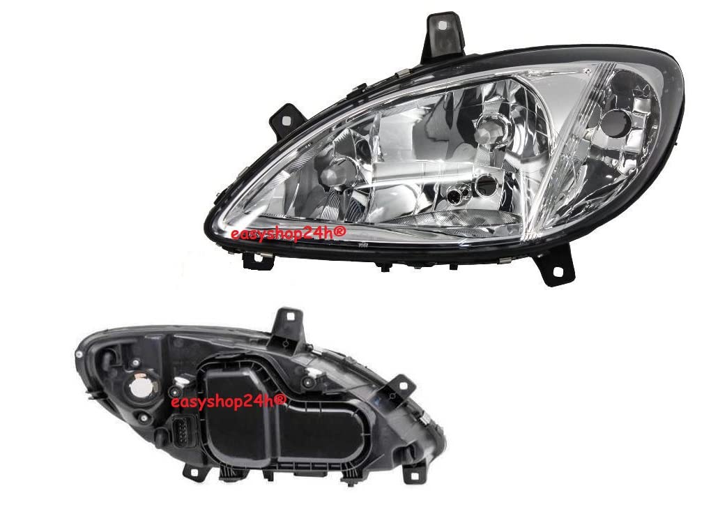 Set Faro Fanale Proiettori Anteriori Destro e Sinistro Compatibili per Vito Viano W639 da 2003 a 2010 H7 Con Regolazione Elettrica