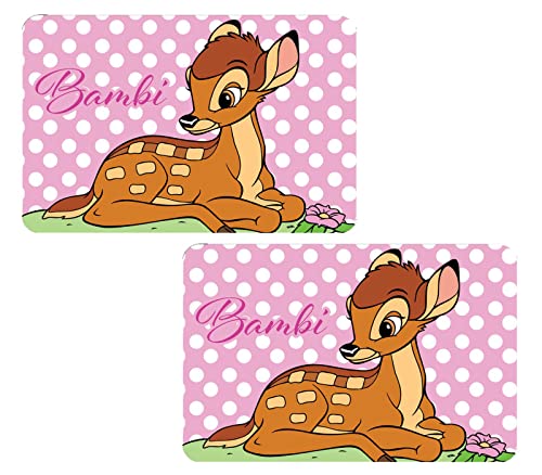 Juego de 2 manteles de mesa Bambi o Dumbo para colorear, amasar, comer, compatible con (Bambi Rosa)