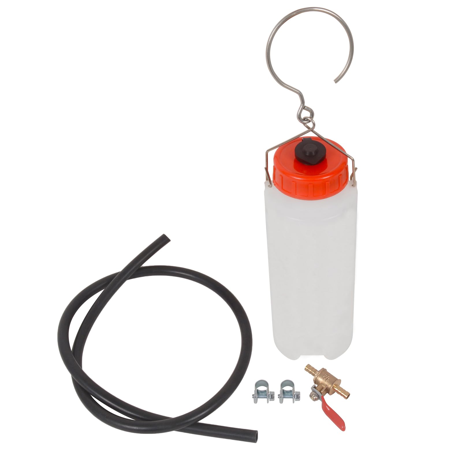 MOTO4U Depósito auxiliar de 500 ml, kit de reparación de tanque con manguera y válvula de corte