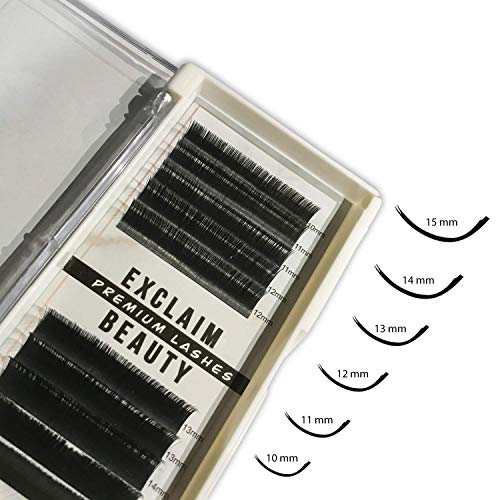 EXCLAIM BEAUTY Lash Extension Supplies, C Curl Eyelash Extensions Including 10-15mm of Mixed Flat 0.15mm Individual Eyelashes, False Black Mink lashes individual Extension For Personal and Saloon Use